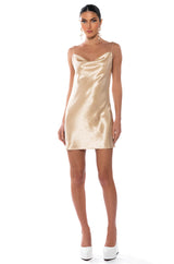 JACKIE SLEEVELESS COWL NECK MINI DRESS