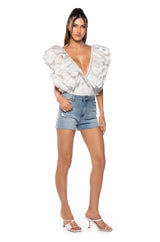 ROMANTIC RUFFLED BODYSUIT IN WHITE