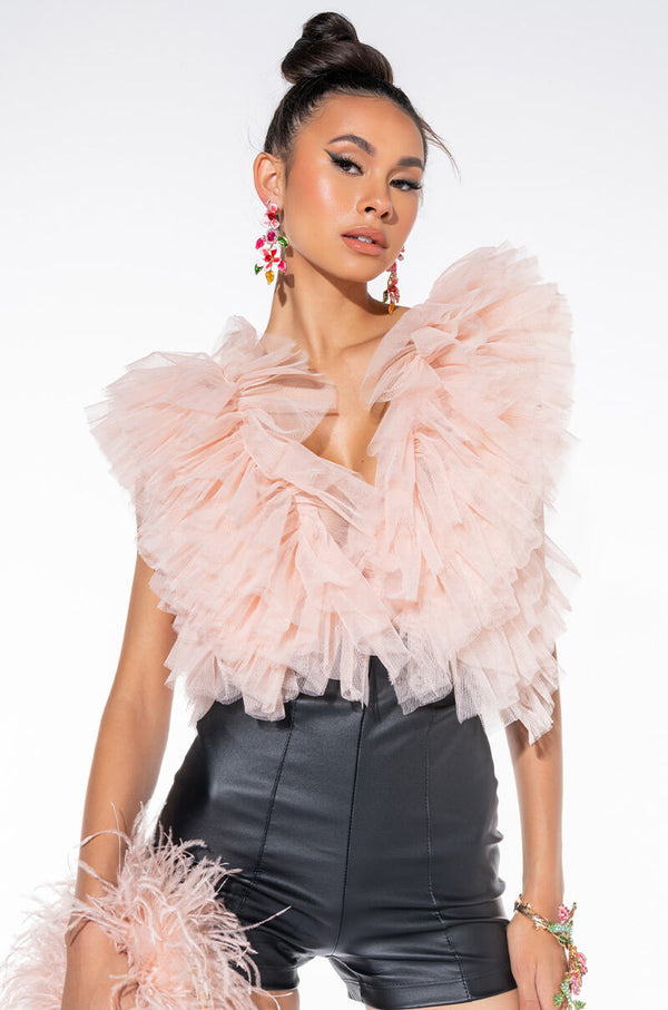 ROMANTIC TULLE RUFFLE BODYSUIT