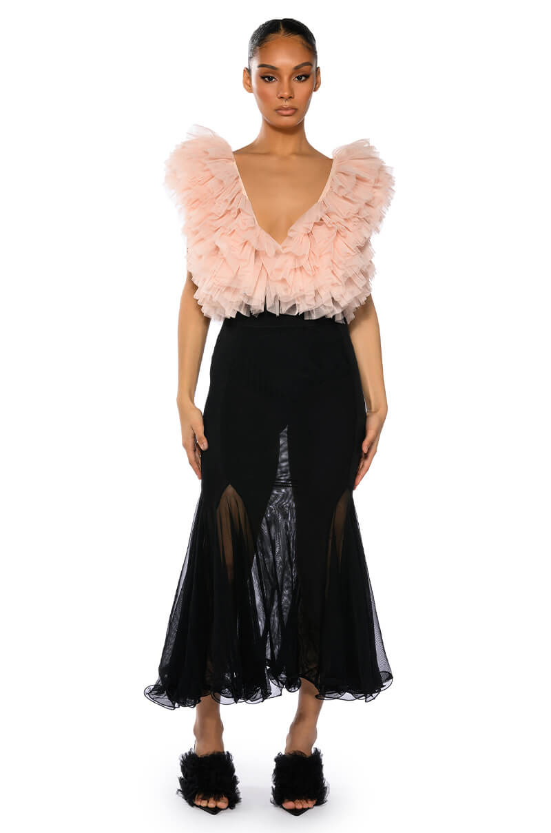 ROMANTIC TULLE RUFFLE BODYSUIT