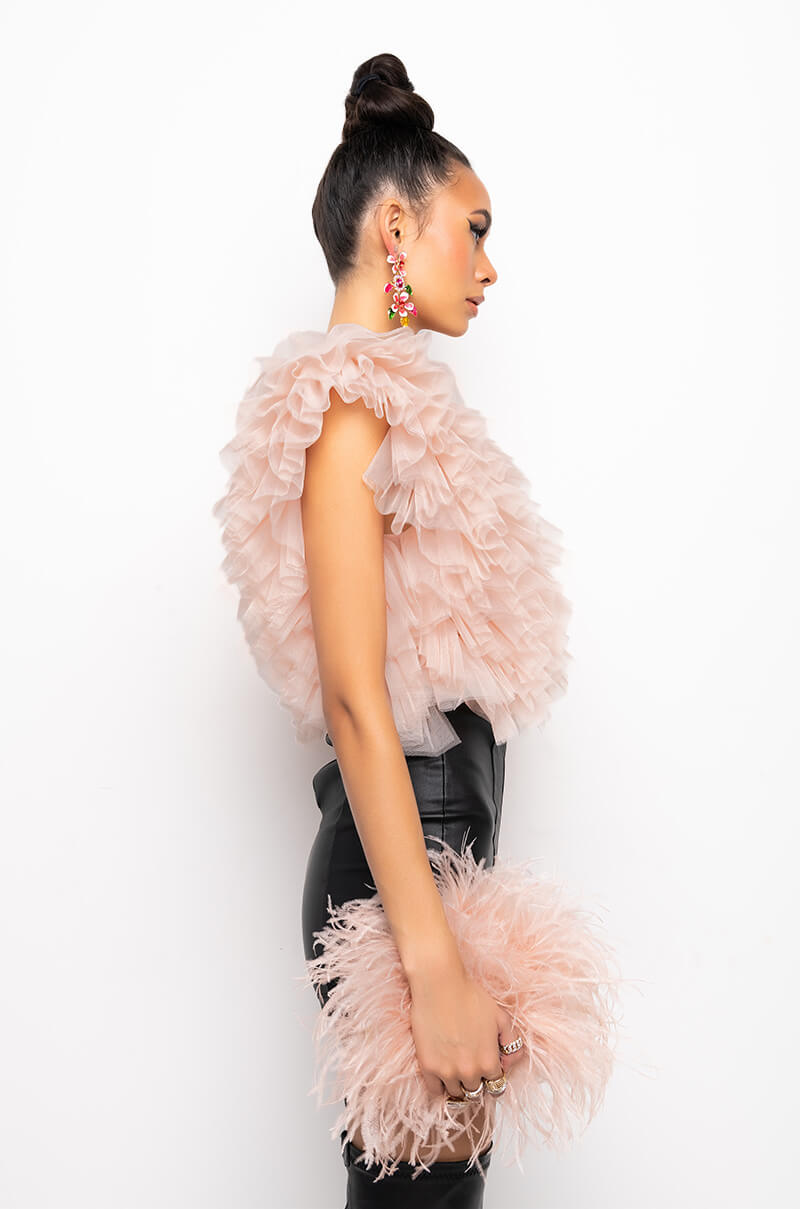 ROMANTIC TULLE RUFFLE BODYSUIT