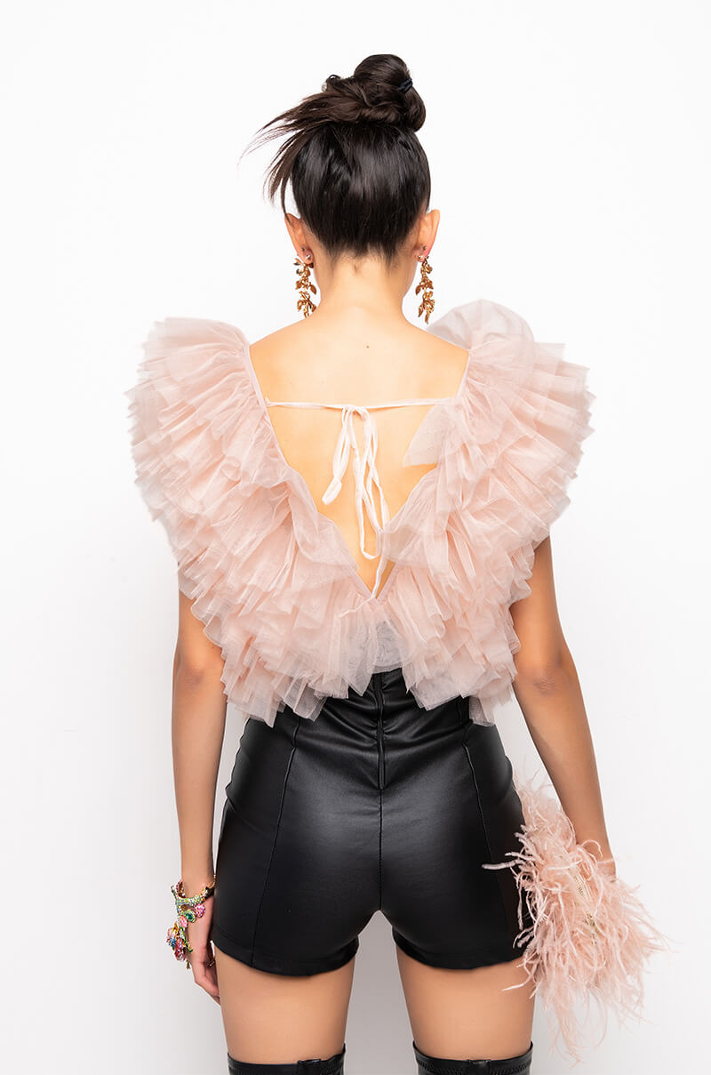 ROMANTIC TULLE RUFFLE BODYSUIT