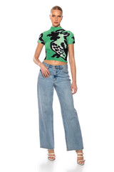 ROMANTICIZE ME PLEATED KNIT MOCK NECK TOP