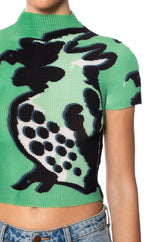 ROMANTICIZE ME PLEATED KNIT MOCK NECK TOP