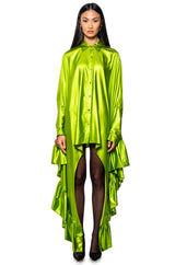 RONNI BUTTON DOWN SHIRT DRESS IN GREEN