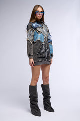 ROSIE BUTTERFLY DENIM PATCH SWEATSHIRT DRESS