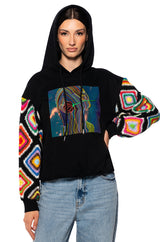 ROSIE CROCHET SLEEVE HOODIE
