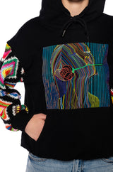ROSIE CROCHET SLEEVE HOODIE