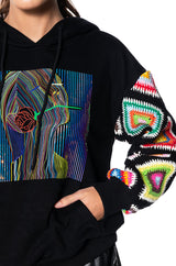 ROSIE CROCHET SLEEVE HOODIE