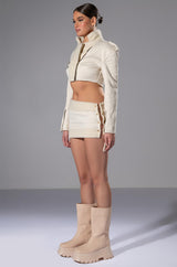 ROSIE FUR TRIM JACKET AND MINI SKIRT SET