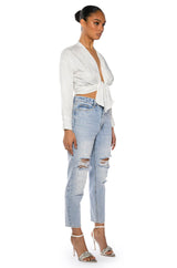 ROWLING TIED UP RHINESTONE BLOUSE