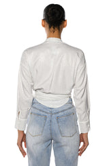 ROWLING TIED UP RHINESTONE BLOUSE