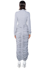 RUCHED HIGH LOW MIDI DRESS