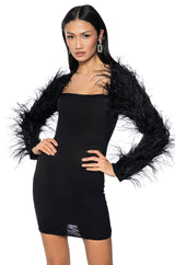 RUFFLE MY FEATHERS MESH MINI DRESS