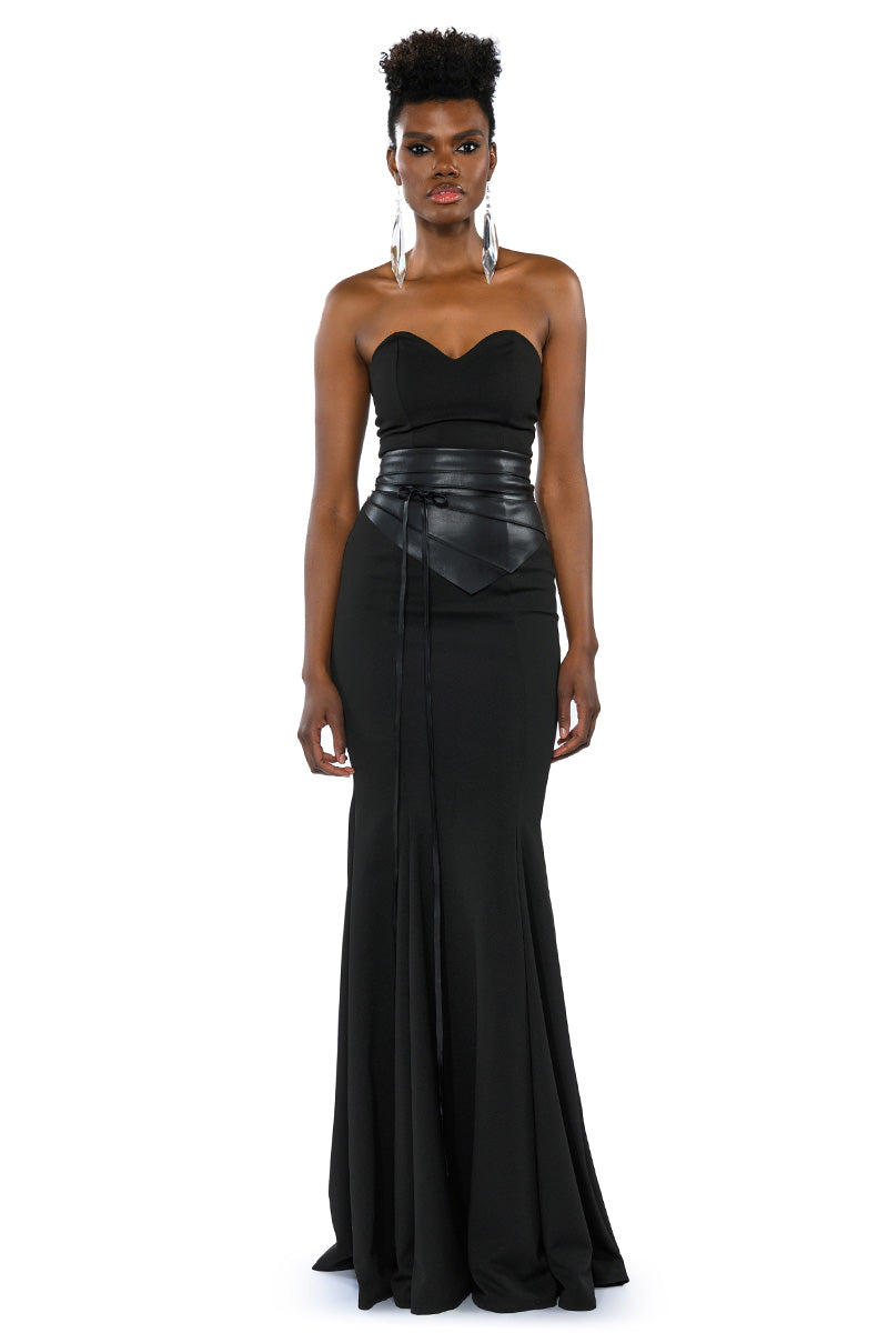 RUN THE WORLD STRAPLESS MAXI DRESS
