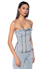 RYAN STRAPLESS DENIM TOP