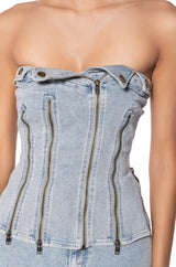 RYAN STRAPLESS DENIM TOP