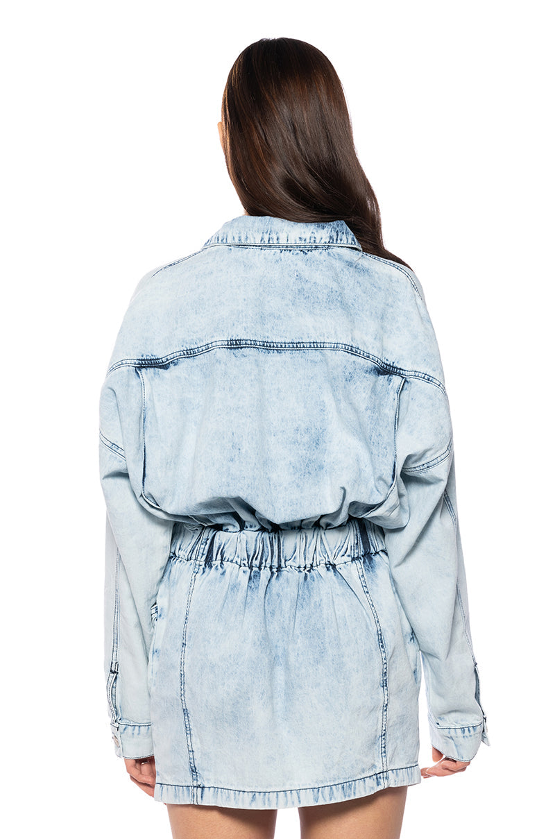 RYDER BUTTON FRONT DENIM MINI DRESS