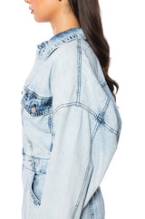 RYDER BUTTON FRONT DENIM MINI DRESS