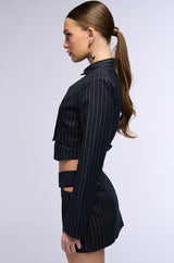 SABRINA PINSTRIPE BUTTON DOWN BLOUSE