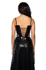 SAFE ON MY OWN VINYL CORSET TOP IN BLACK