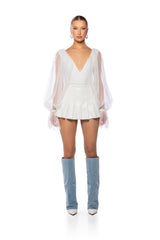 SCOUT DEEP V SHEER SLEEVE BODYSUIT