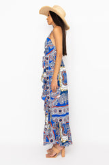 SAMMIE SCARF PRINT MAXI DRESS WITH CUT OUT