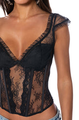 SASHA CAP SLEEVE LACE DETAIL CORSET TOP