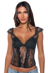 SASHA CAP SLEEVE LACE DETAIL CORSET TOP
