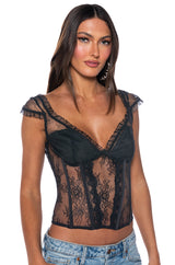 SASHA CAP SLEEVE LACE DETAIL CORSET TOP