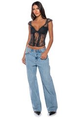 SASHA CAP SLEEVE LACE DETAIL CORSET TOP