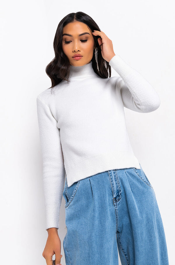 SAY MY NAME BACKLESS RHINESTONE CHAIN SWEATER