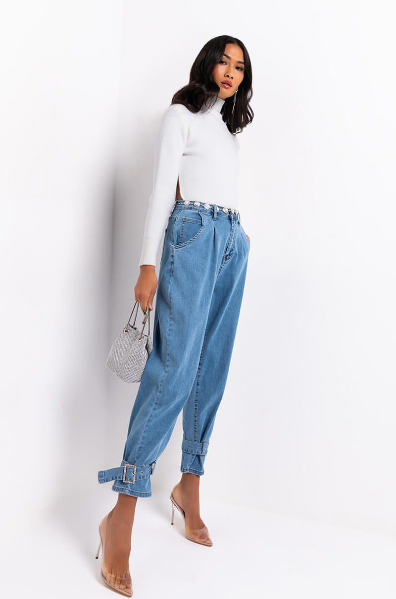 SAY MY NAME BACKLESS RHINESTONE CHAIN SWEATER