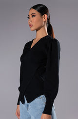 SAYLOR CROSS FRONT LONG SLEEVE SWEATER