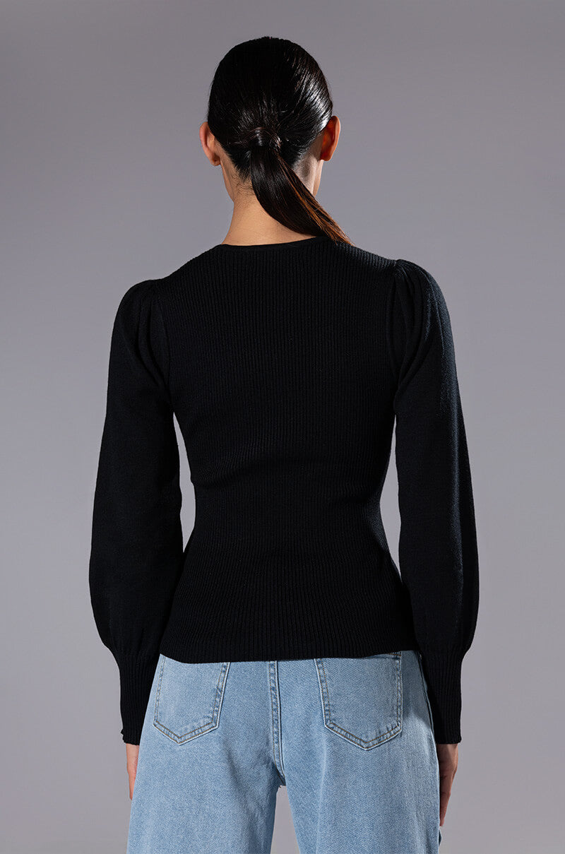 SAYLOR CROSS FRONT LONG SLEEVE SWEATER