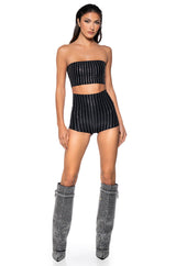 SECOND SKIN RHINESTONE TUBE BRALETTE