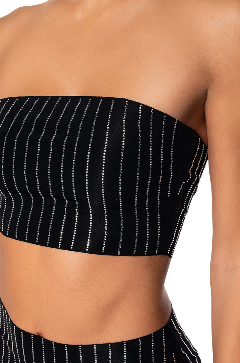 SECOND SKIN RHINESTONE TUBE BRALETTE