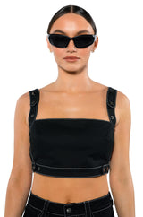 SECRET ADMIRER DENIM CROP TOP