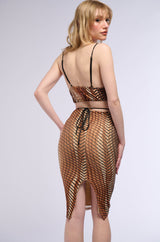 SECRET AFFAIR COWL NECK MIDI DRESS