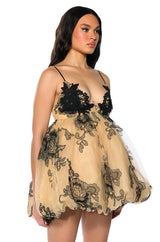 SECRET GARDENS EMPIRE WAIST BUBBLE SKIRT MINI DRESS