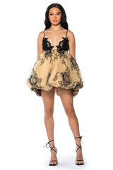 SECRET GARDENS EMPIRE WAIST BUBBLE SKIRT MINI DRESS