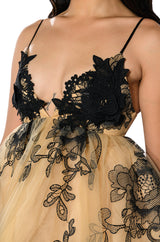 SECRET GARDENS EMPIRE WAIST BUBBLE SKIRT MINI DRESS