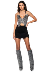 SECRET LOVER BUTTERFLY HATLER NECK TOP