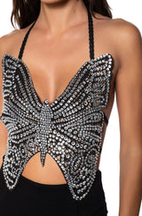 SECRET LOVER BUTTERFLY HATLER NECK TOP