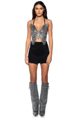 SECRET LOVER BUTTERFLY HATLER NECK TOP