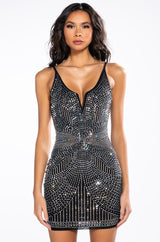 SECRET LOVER RHINESTONE MINI DRESS