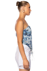 SEEING DOUBLE CAMO LACE UP CORSET