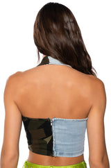 SEEING DOUBLE DENIM HALTER TOP