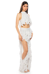 SERENITY RUFFLED PANT IN WHITE