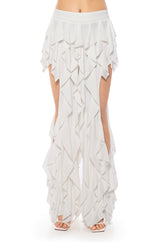SERENITY RUFFLED PANT IN WHITE